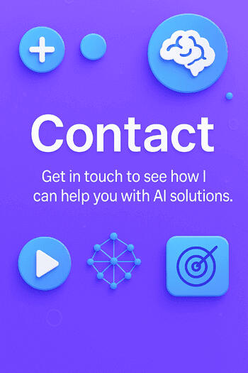 Colorful contact card inviting business owners to get in touch with DigiBuur to see how AI solutions can help their business.